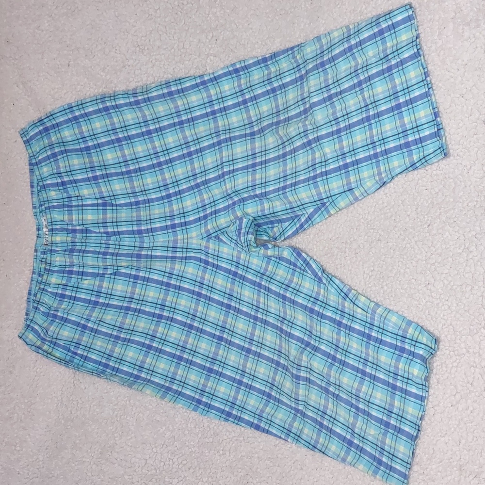 BGC Plaid Capri Blue Pants Size 22W Multicolor 97% Cotton